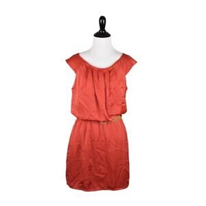 CITY TRIANGLES NEW $54 Spice Red Sleeveless Pleated Belted Mini Dress Medium